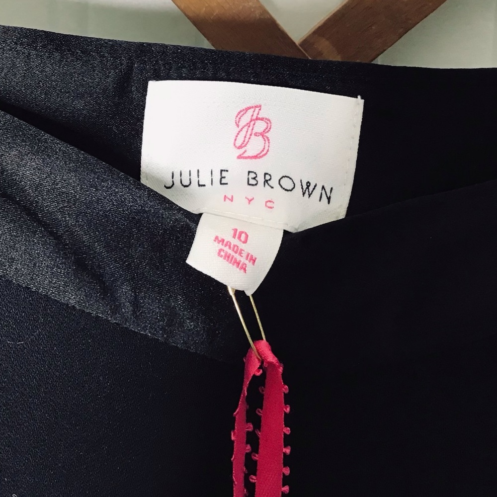 JB by Julie Brown Silk Ahoy black tuxedo satin waist cropped pants size 10 NWT - Picture 12 of 14